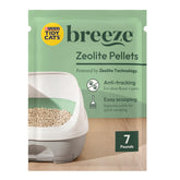 Purina Tidy Cats Breeze pellets box front with recyclable packaging.