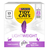 Purina Tidy Cats LightWeight with Glade Blossoms litter bag highlighting 21-day odor control