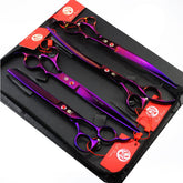 Purple Dragon 8inch grooming scissors set for precise pet trimming and professional use.
