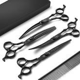 Purple Dragon grooming scissors set with all tools for at-home grooming.