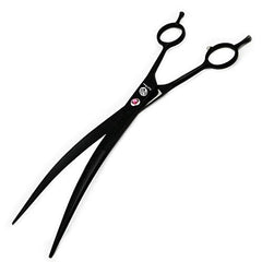 Purple Dragon professional grooming scissors with sleek texture minimize hair snag.