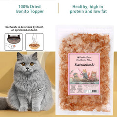Handful of Purrfect Paws Bonito Flakes highlights texture and aroma for pets.