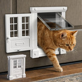 Purrfect Portal exterior cat door front view shows a secure 4-way lock for weather control.