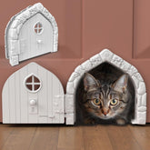 Purrfect Portal Fairy Door installed in a door for private, stylish cat access.