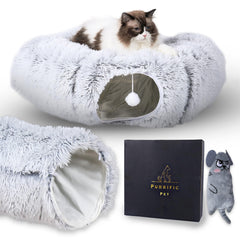 Purrific Pet cat tunnel bed interior plush fabric for a cozy hideaway