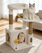 Purrlato 32in cat tower with plush perch for lounging by a sunny window.