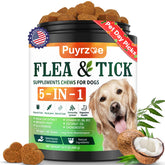 Puyrzoe 5-in-1 chews support natural flea and tick defense for dogs.