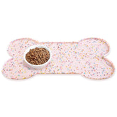 PWTAA dog food mat with non-slip surface for steady bowls.