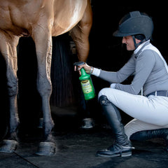 Pyranha Zero-Bite outdoor-area spray shows a non-greasy barrier for barns and pastures.