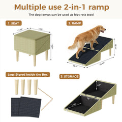 PyroLog dog ramp with storage holds toys and blankets