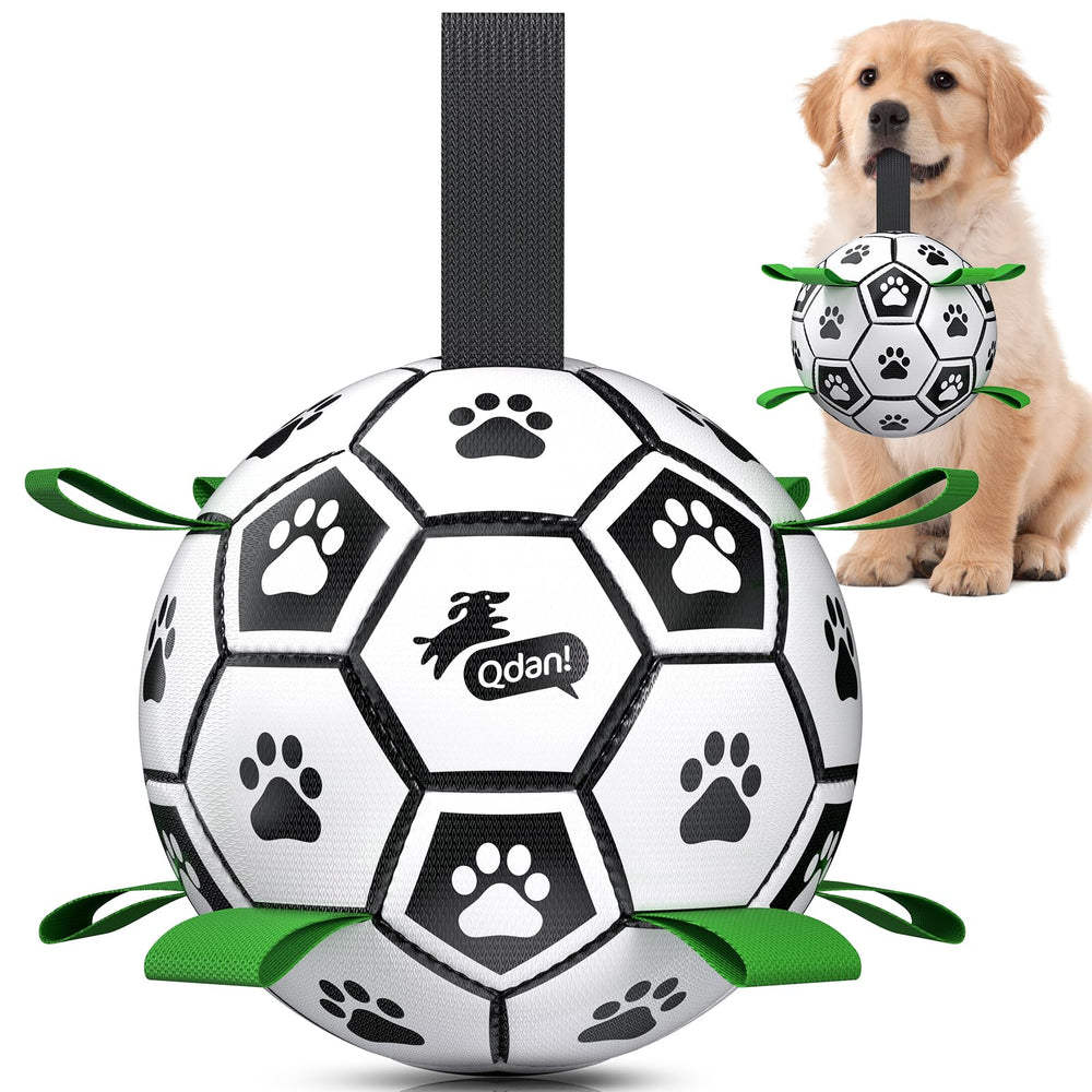 QDAN dog soccer ball with straps for interactive play outdoors