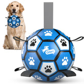 QDAN dog soccer ball with straps for fetch and durable play.