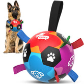 QDAN dog ball with straps for interactive tug-of-war and obedience training.