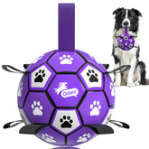 QDAN dog soccer ball with straps for pool play and fetch.