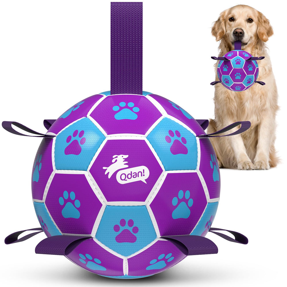 QDAN soccer ball 8in with strap for easy fetch and tug games.