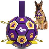 QDAN extra-large dog soccer ball with straps for rugged indoor-outdoor play.