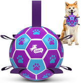 QDAN dog soccer ball with straps for interactive fetch and tug play
