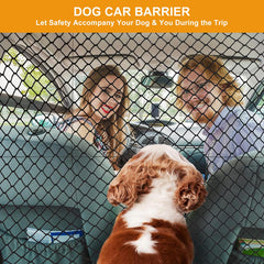 Q-DDOIT dog barrier installation with hooks demonstrates easy setup for many vehicle interiors.