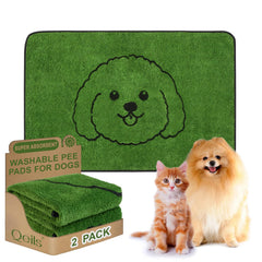 Qeils reusable puppy pads with curly dog pattern for mess-free indoor training