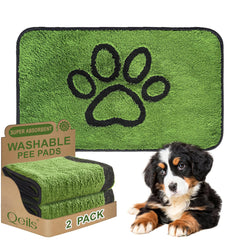 Qeils reusable dog pee pad 2-pack on crate with leakproof protection