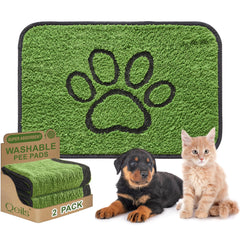 Qeils reusable dog pee pad with green top for quick absorption and flooring protection.
