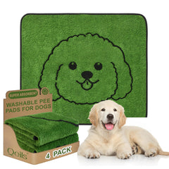 Qeils reusable puppy pads with curly-dog-pattern provide stress-free potty training.