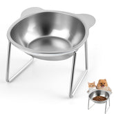 Qeoval 15° Tilted Cat Bowl front view; neck-friendly feeding.