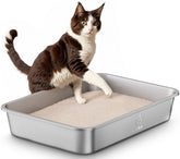 Qiuma stainless steel litter box shows spacious design for multi-cat use