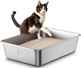 Qiuma stainless steel litter box with spacious design for large cats and multi-cat homes.