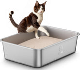 Qiuma stainless steel litter box shows spacious design for large cats and multi-pet homes.