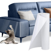 Qlyxang cat scratch protector in clear vinyl shields furniture from claws without residue.