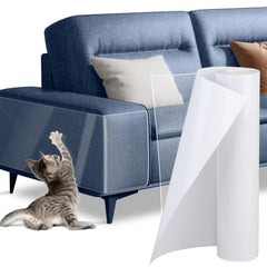 Qlyxang cat scratch protector in clear vinyl shields furniture from claws without residue.