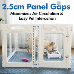 Qoility Clear Acrylic Dog Playpen 2-room setup – flexible layout for multi-use spaces.