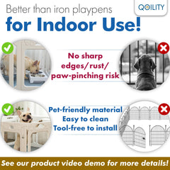 Qoility Clear Acrylic Dog Playpen toilet-integrated option – compact design for practical homes.