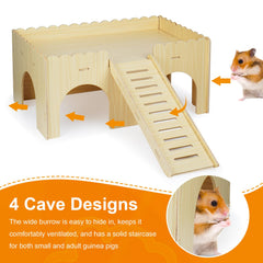 Qorviana wooden guinea pig castle with smooth surfaces for safe cleaning