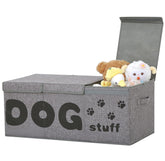 Qozary dog toy storage box with three grids keeps toys neatly organized.