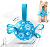 Qraxond interactive dog soccer ball in blue mode for engaged indoor play