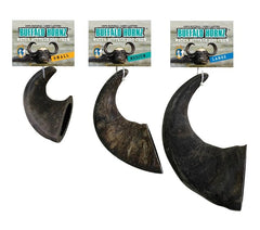 Close-up of QT Dog Buffalo Hornz twin chews highlighting texture and density for strong chewers