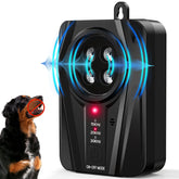 Queenmew dog bark deterrent front view with four ultrasonic transmitters for wide coverage