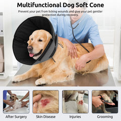 Queenmore Elizabethan collar features adjustable closure for quick, secure fit.