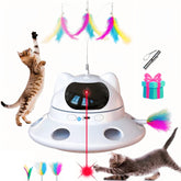 QUEOPFU cat laser toy 360-degree laser in action keeps indoor cats engaged.