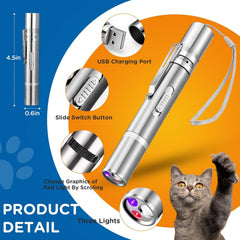 QUEOPFU cat laser toy USB-C charging for mess-free power.