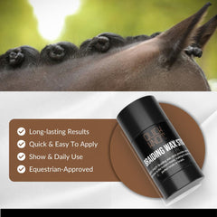 Quick Knot Braiding Wax Stick on a horse mane demonstrates all-day hold and smooth finish.
