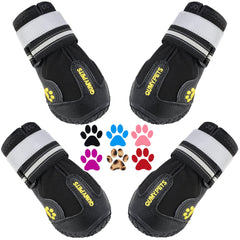 QUMY dog shoes on a large dog's paw for secure outdoor fit