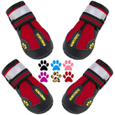 QUMY dog shoes with a wide opening for easy on/off and secure fit.
