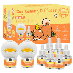 QUSUKO dog pheromone diffuser with two plugs in the living room, promoting calm.