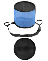 QWORK adjustable strap blue feed bag ensuring a secure, comfortable fit during rides.