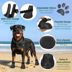 QXAPA dog shoes adjustable straps provide quick, secure fit for any dog.