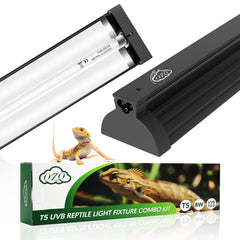 QZQ T5 UVB reptile light fixture front view shows compact design for easy mounting