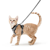 Rabbitgoo cat harness back D-ring ensures secure leash control during walks.